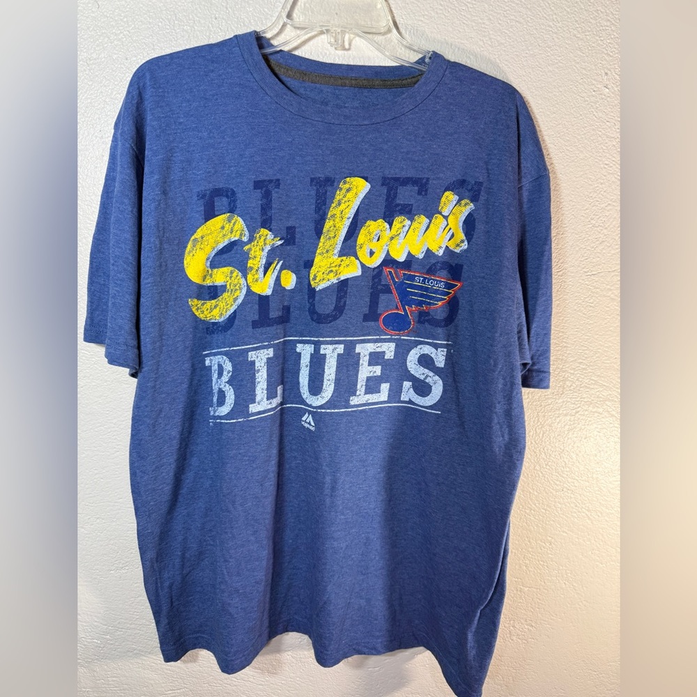 St. Louis Blues NHL Graphic T-Shirt Majestic Blue Tee Size XL